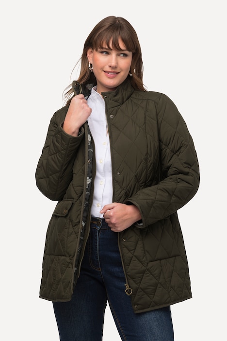 Steppjacke, wasserabweisend, Fasanen-Futter, Stehkragen