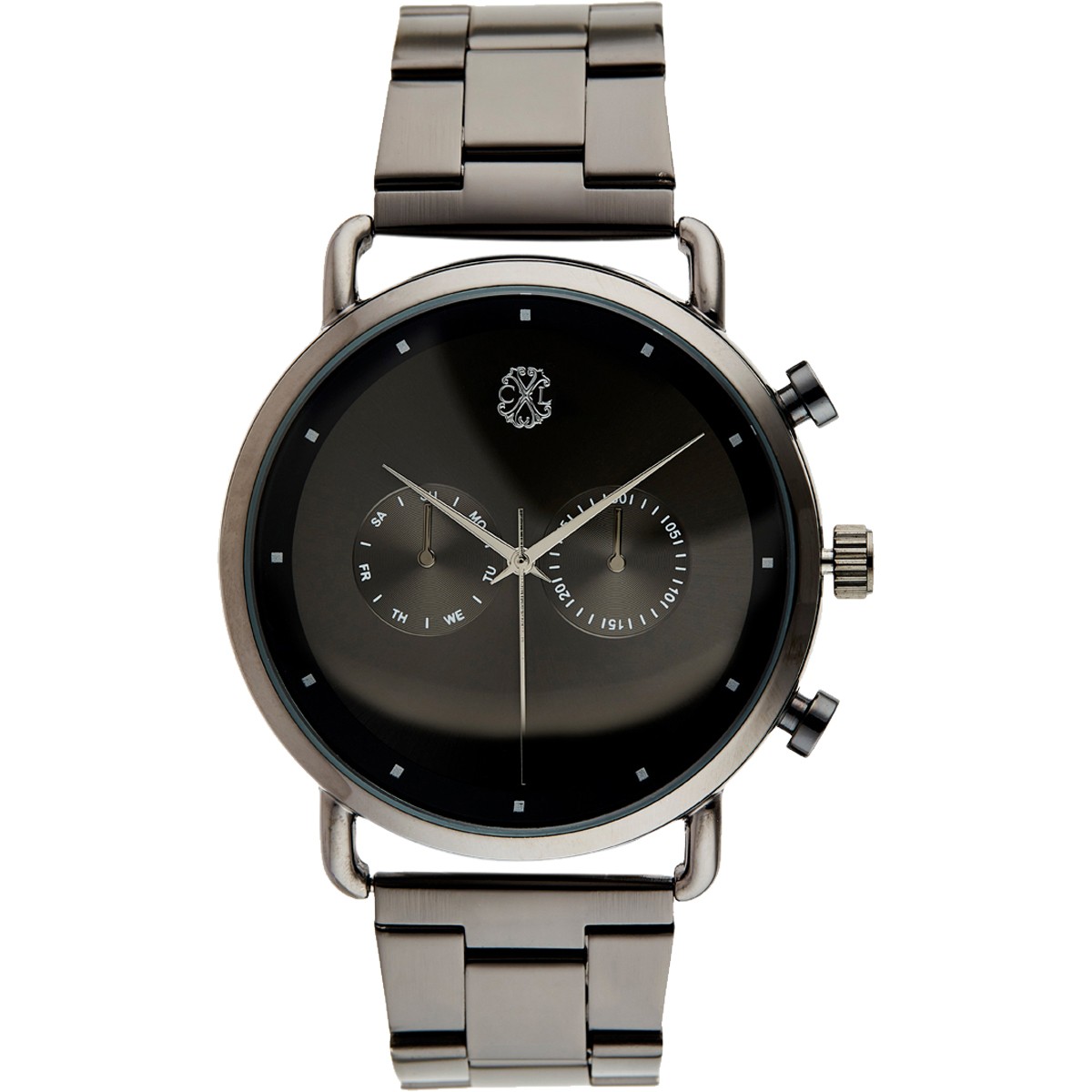 Montre à quartz - Alliage & laiton - Gris & noir - Homme