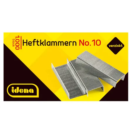 Idena Heftklammern, No. 10, 1.000 Stück, verzinkt