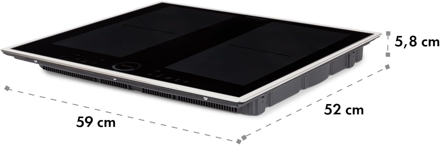 Klarstein Kochfeld, Glaskeramik, 4 Platten, Einbaukochfeld mit Touch-Display, Digitalanzeige und Timer-Funktion, Schnelles Aufheizen, 7000 Watt