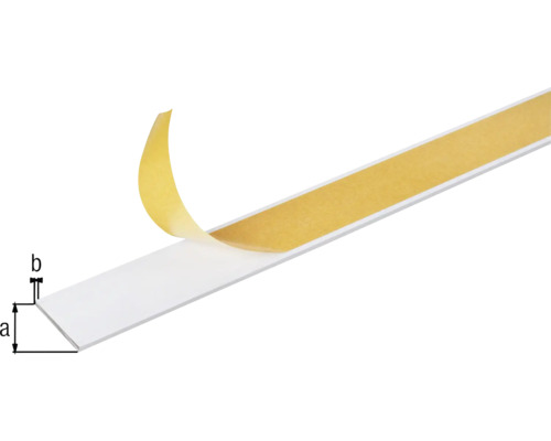 Platte aluminium staaf, wit, zelfklevend, 30x2 mm, 1 m