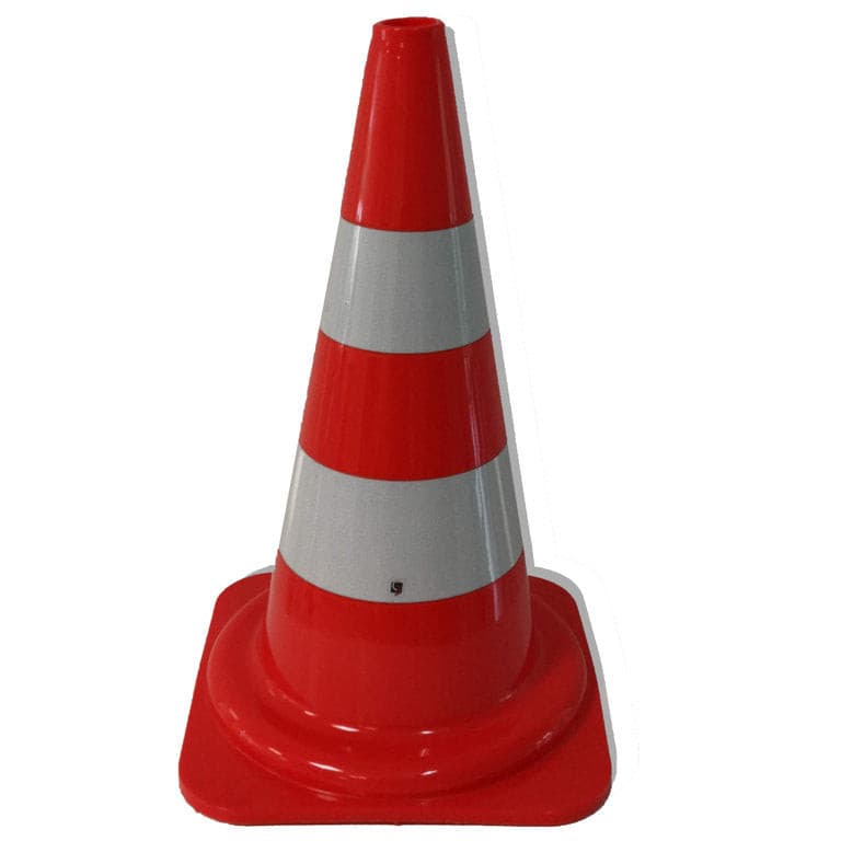 UvV® verkeerskegels / pylonen 50 cm PVC gedeeltelijk reflecterende RA1-folie / enkel