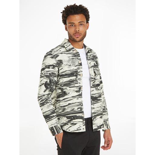 Calvin Klein Mønstret Overshirt, Egret, XXL