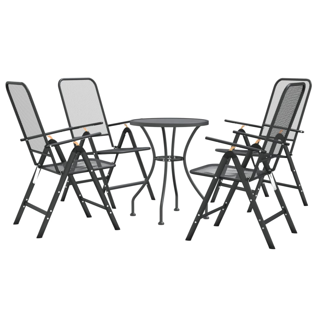 Mobilier à dîner de jardin 5 pièces maille métal anthracite