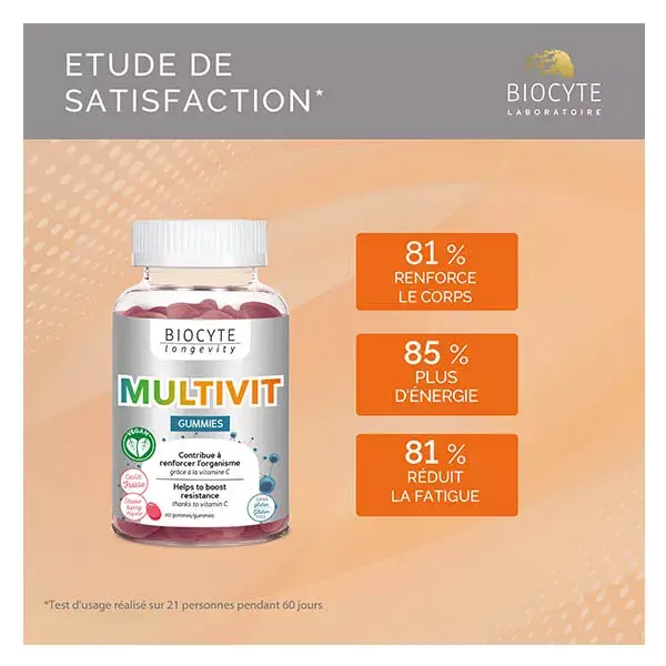 Biocyte Multivit Gummies Système Immunitaire Fatigue, Energie 60 Gummies