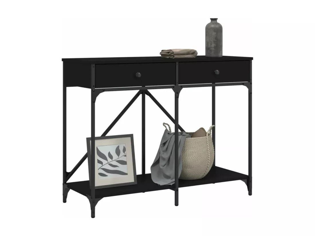 Table console noir 100x39x78,5 cm bois d'ingénierie