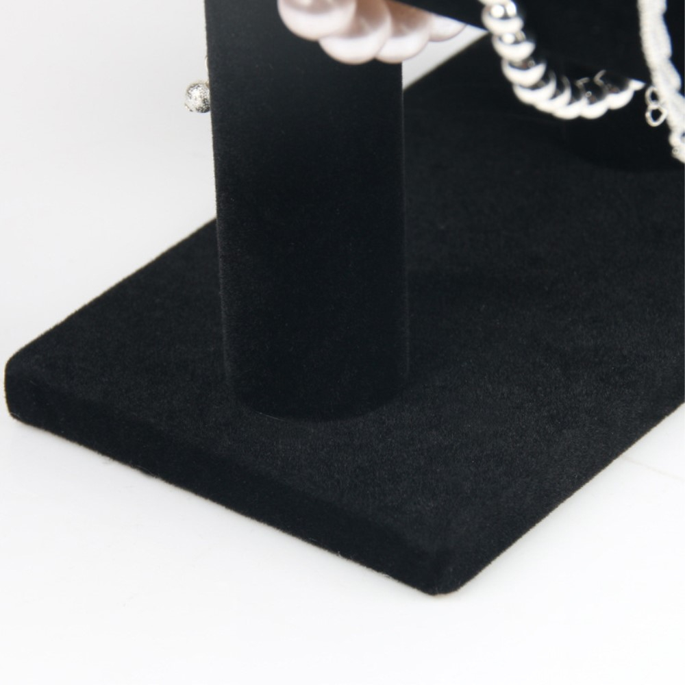 3-Reihiger Flanell Schmuck Ständer Armband / Uhr Halterung - Schwarz