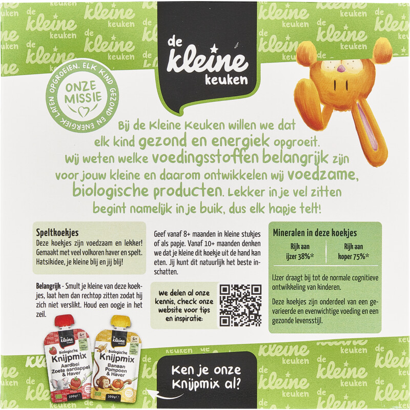 De Kleine Keuken Biologische speltkoekjes 8m+
