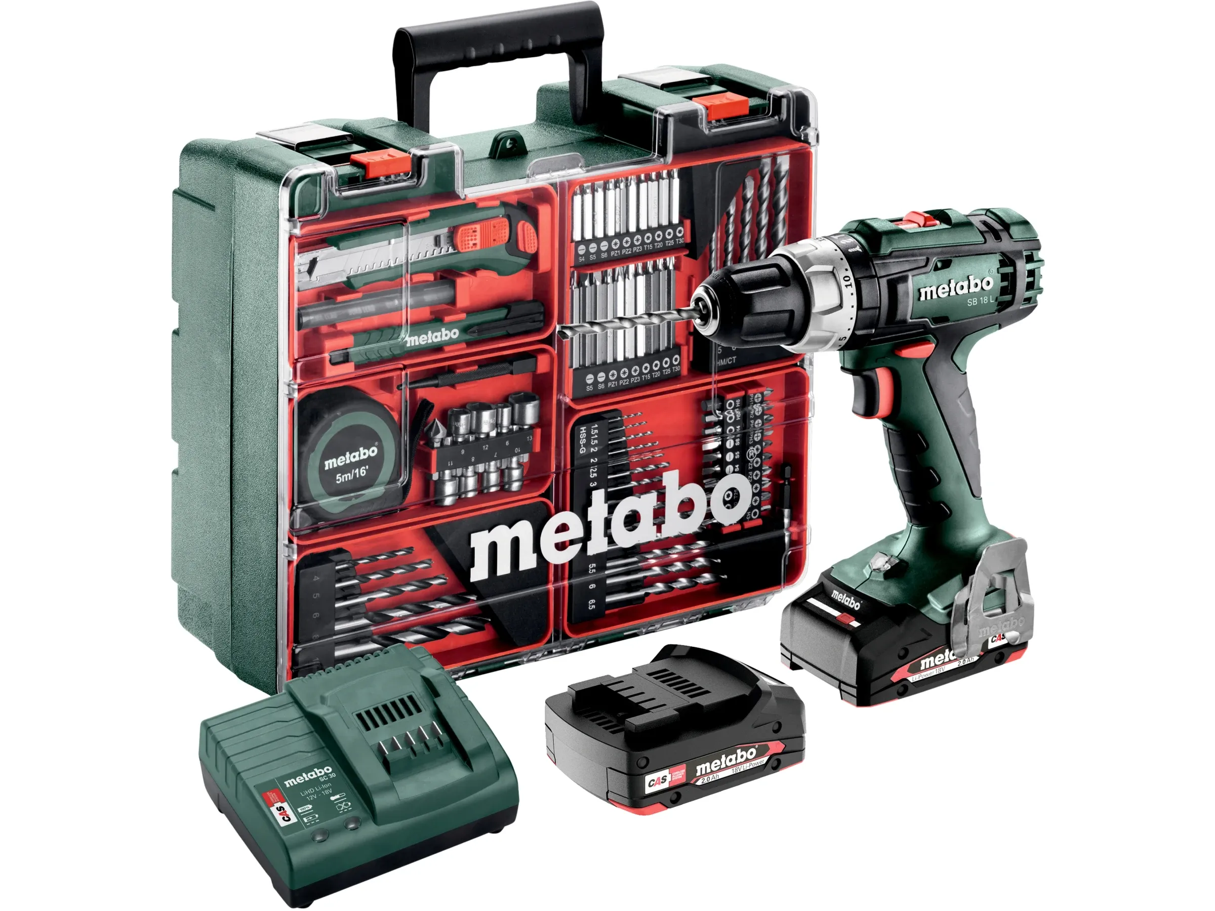 Metabo Akku-Schlagbohrmaschine SB L 18 Set Mobile Werkstatt inkl. 2 Li-Ion-Akkus