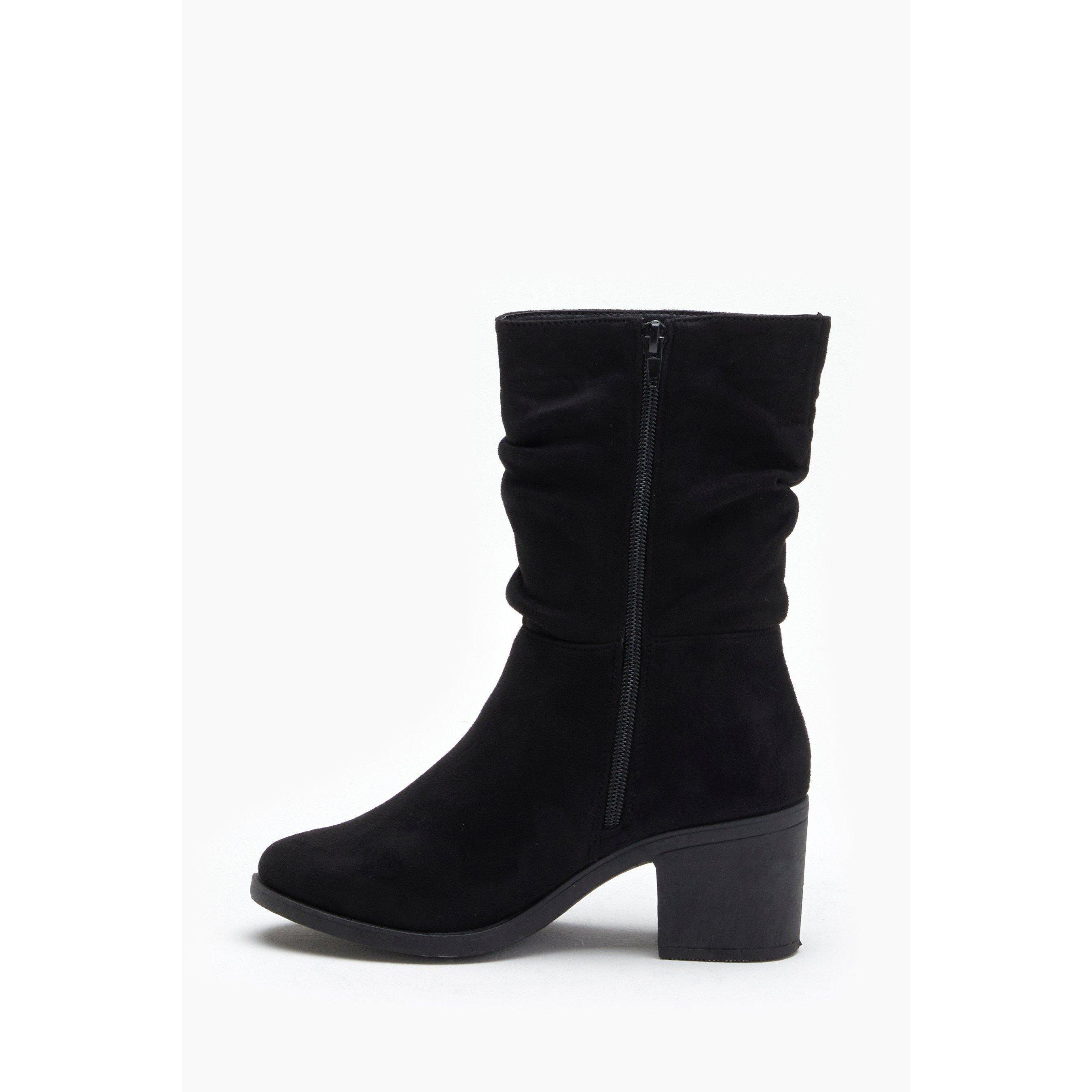 Be You Studio Faux Suede Slouch Block Heel Boot