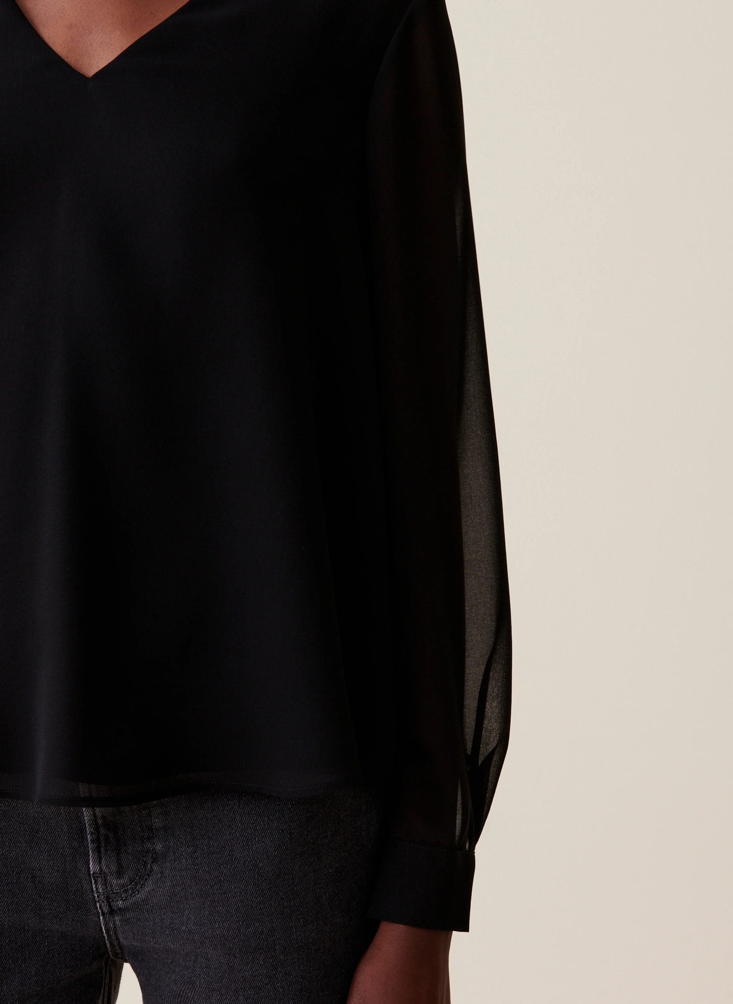 Blouse fluide transparente | Noir