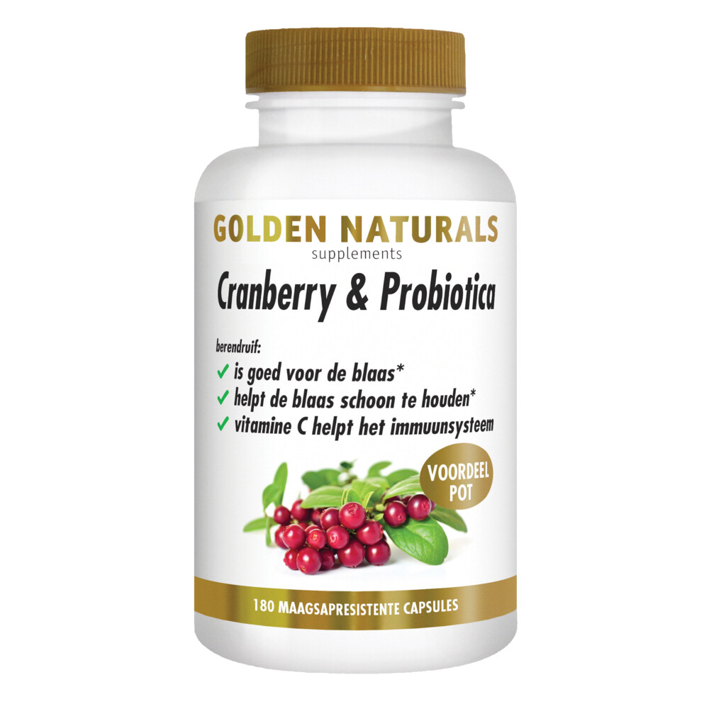 Golden Naturals Cranberry & Probiotica Maagsapresistent180 vegacapsules