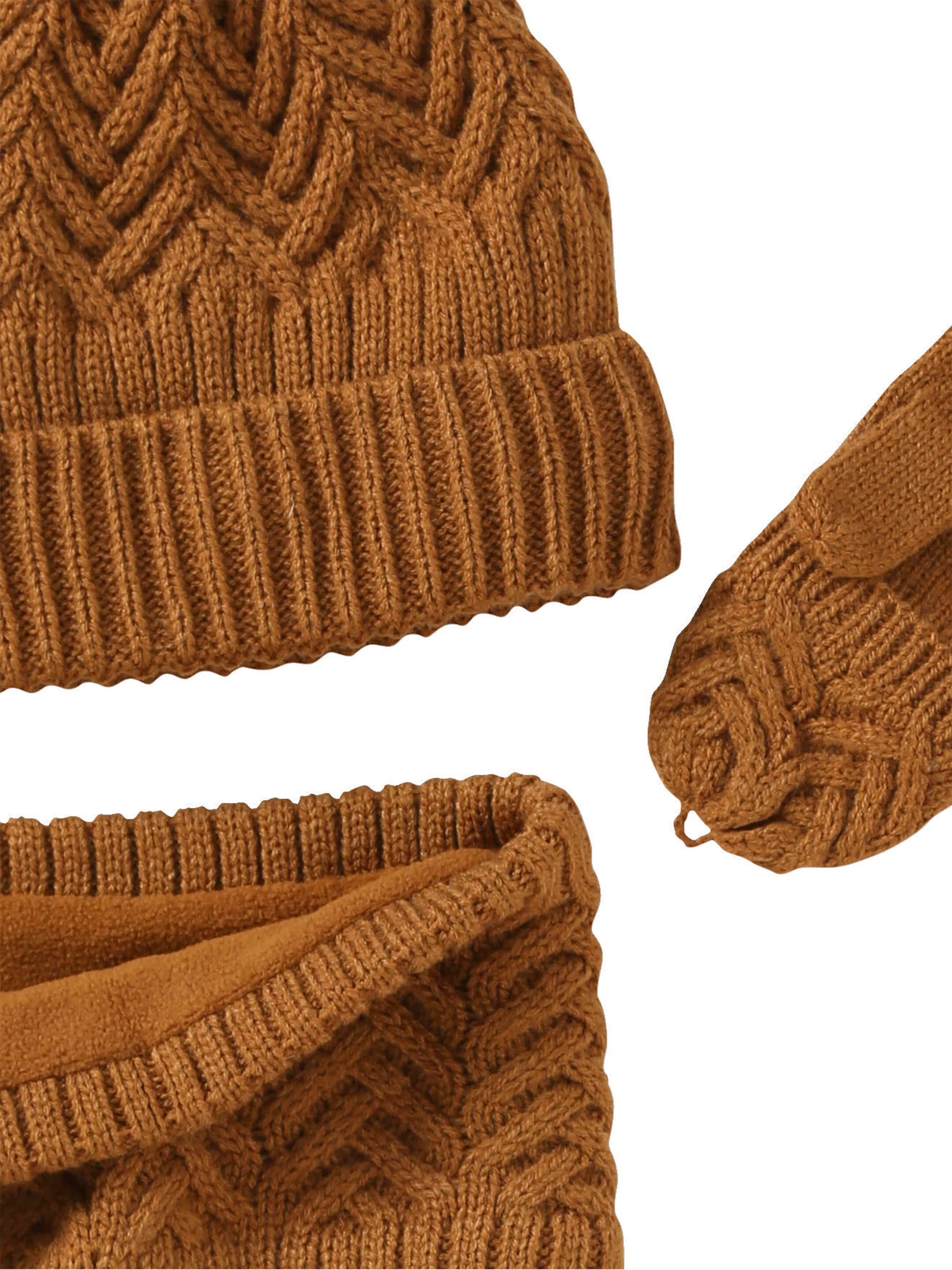 Vertbaudet Jungen-Set: Mütze, Rundschal & Handschuhe ocker