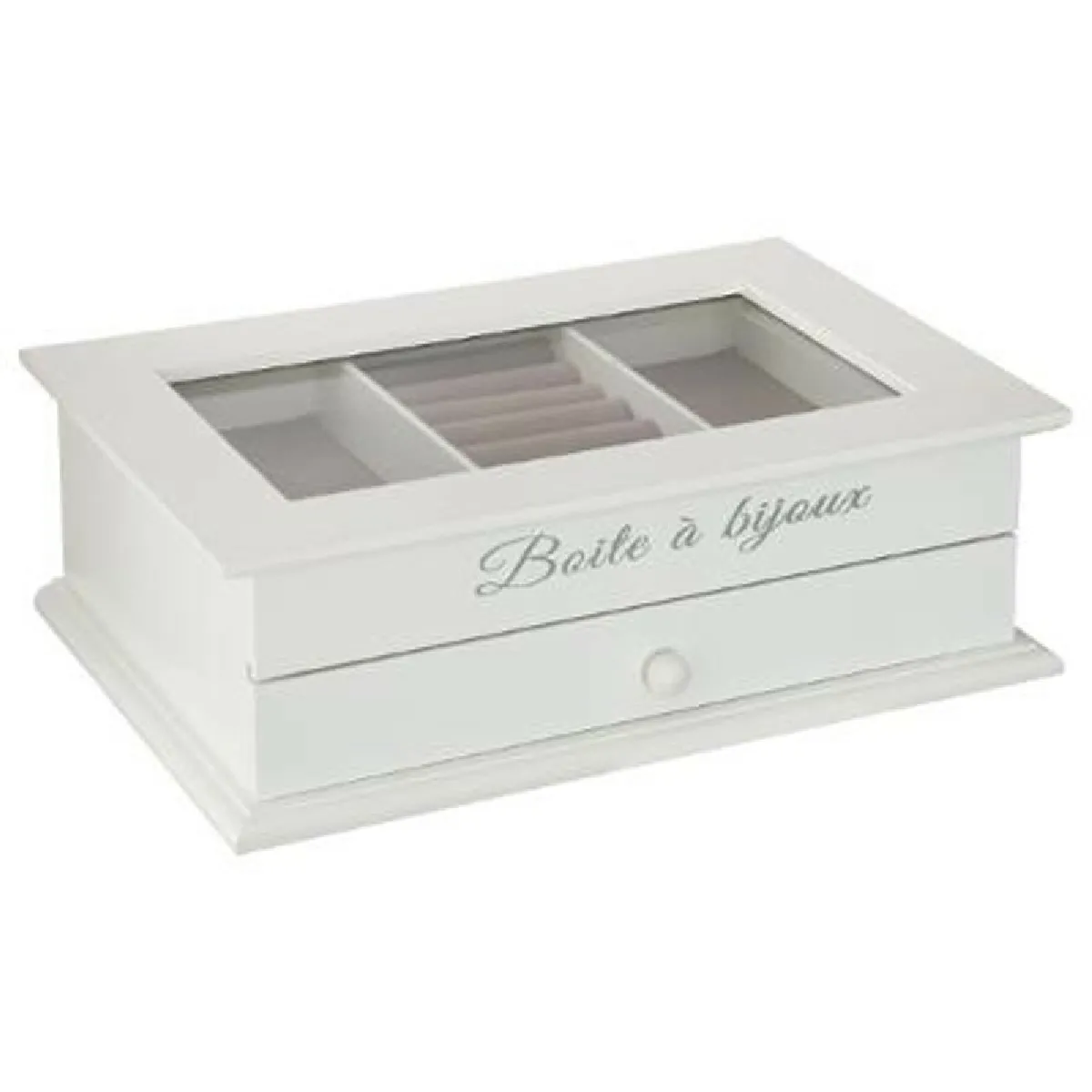 Boîte à Bijoux Vitrée Charme - Blanc