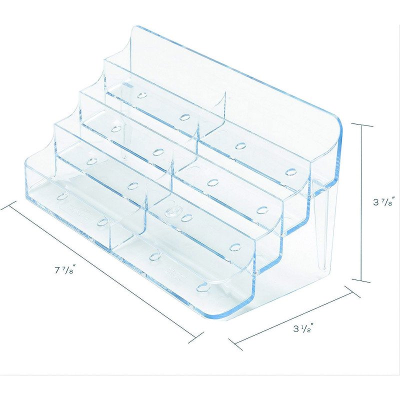 Porte-cartes de visite 2x4 compartiments - Dimensions L 20 x H 9,9 x P 9,2 cm coloris transparent