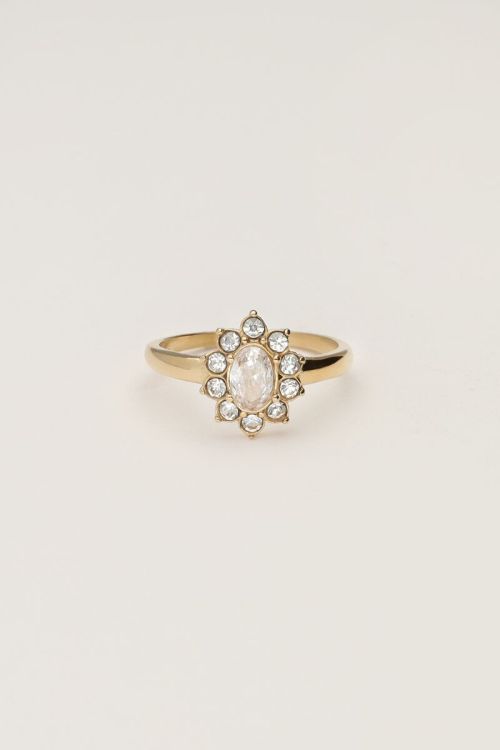 Vintage ring met transparante strass