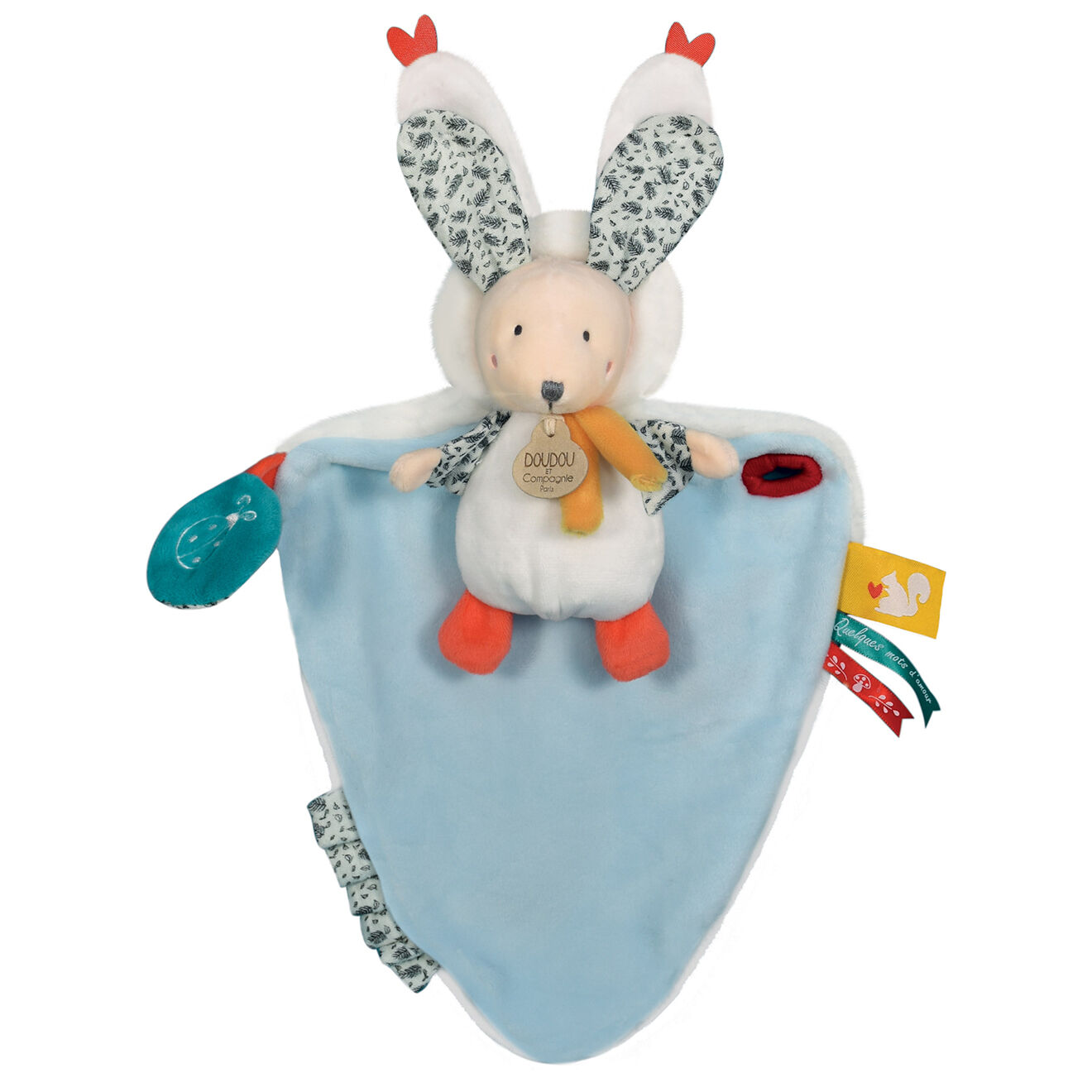 Doudou et Compagnie Doudou Lapin Papillote bleu - 28x5 cm