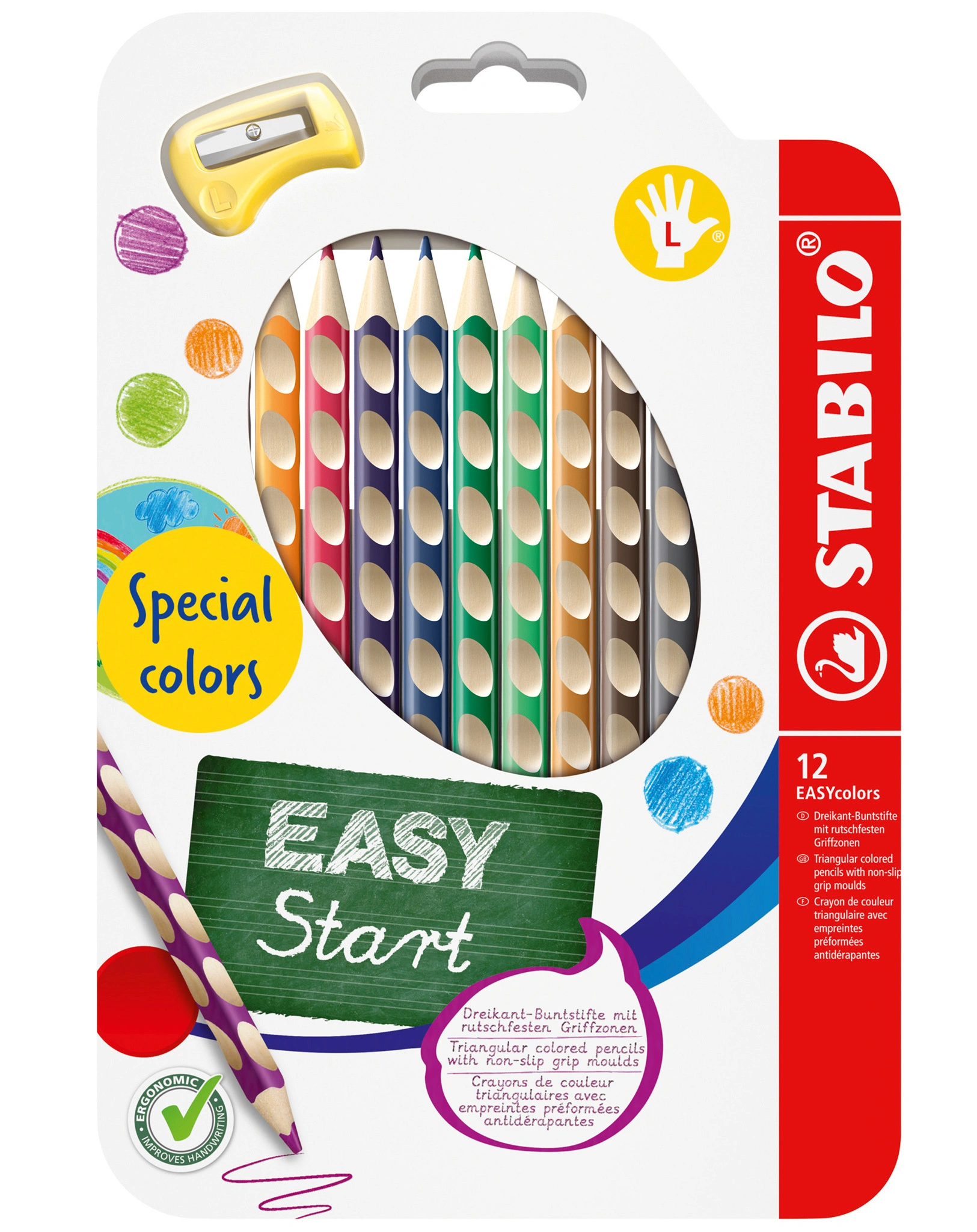 Buntstift STABILO® EASYcolors L 12er-Pack mit Spitzer