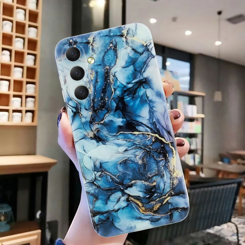 Samsung Galaxy A56 Gummi Case Hülle Ultra Thin Marble Marmor - Dunkelblau