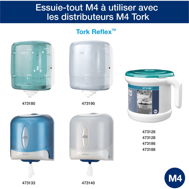 Bobine d'essuyage à dévidage central Tork Reflex™ M4 Maxi - Carton de 6
