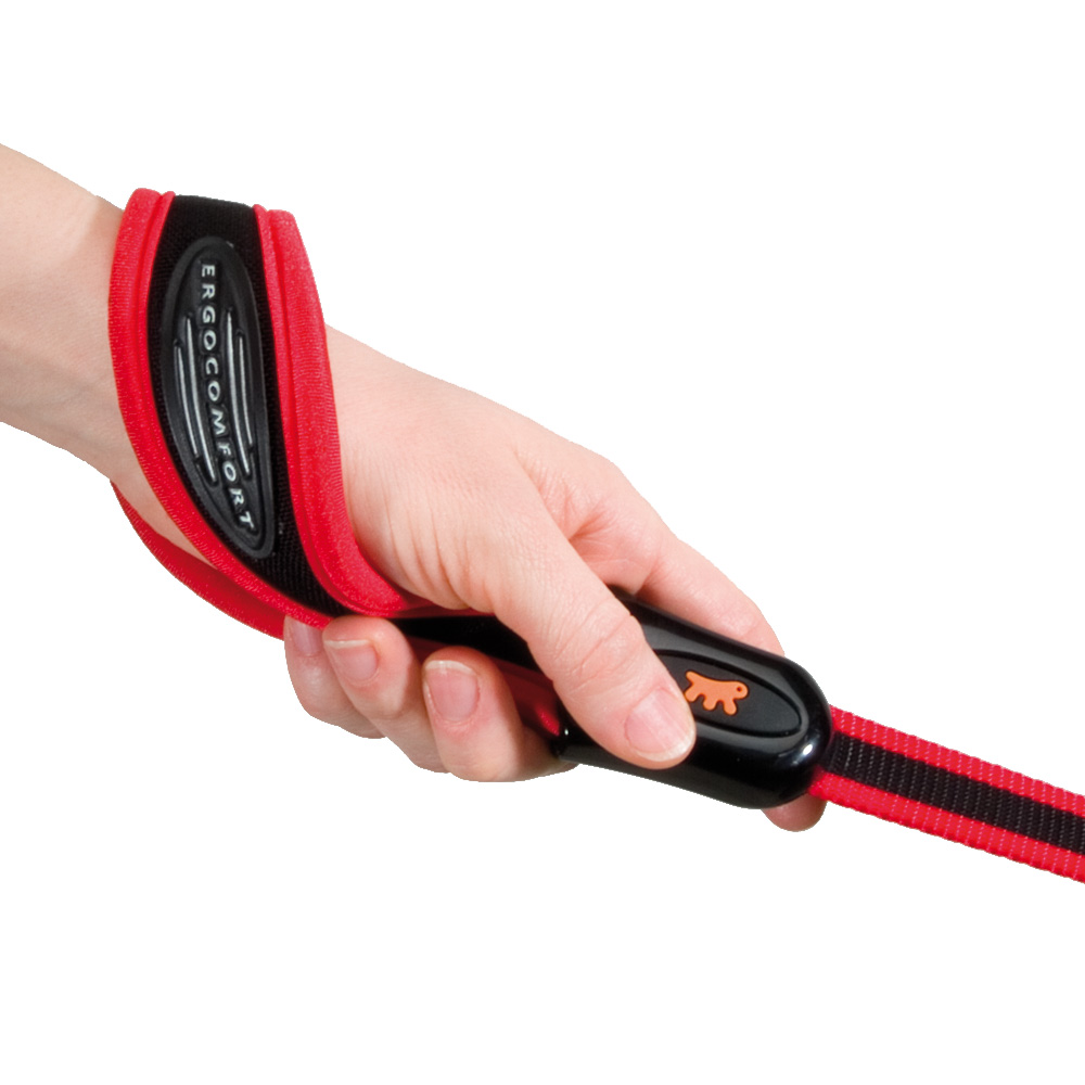 Ferplast laisse pour chiens en nylon ergocomfort gm25/55, poignée ergonomique, rembourrage souple, 25 mm x l 55 cm rouge