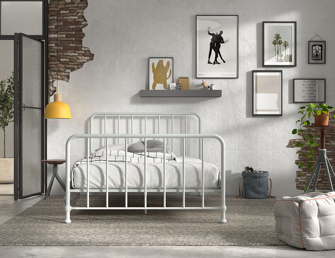 Metallbett BRONXX - weiß matt - 140x200 cm