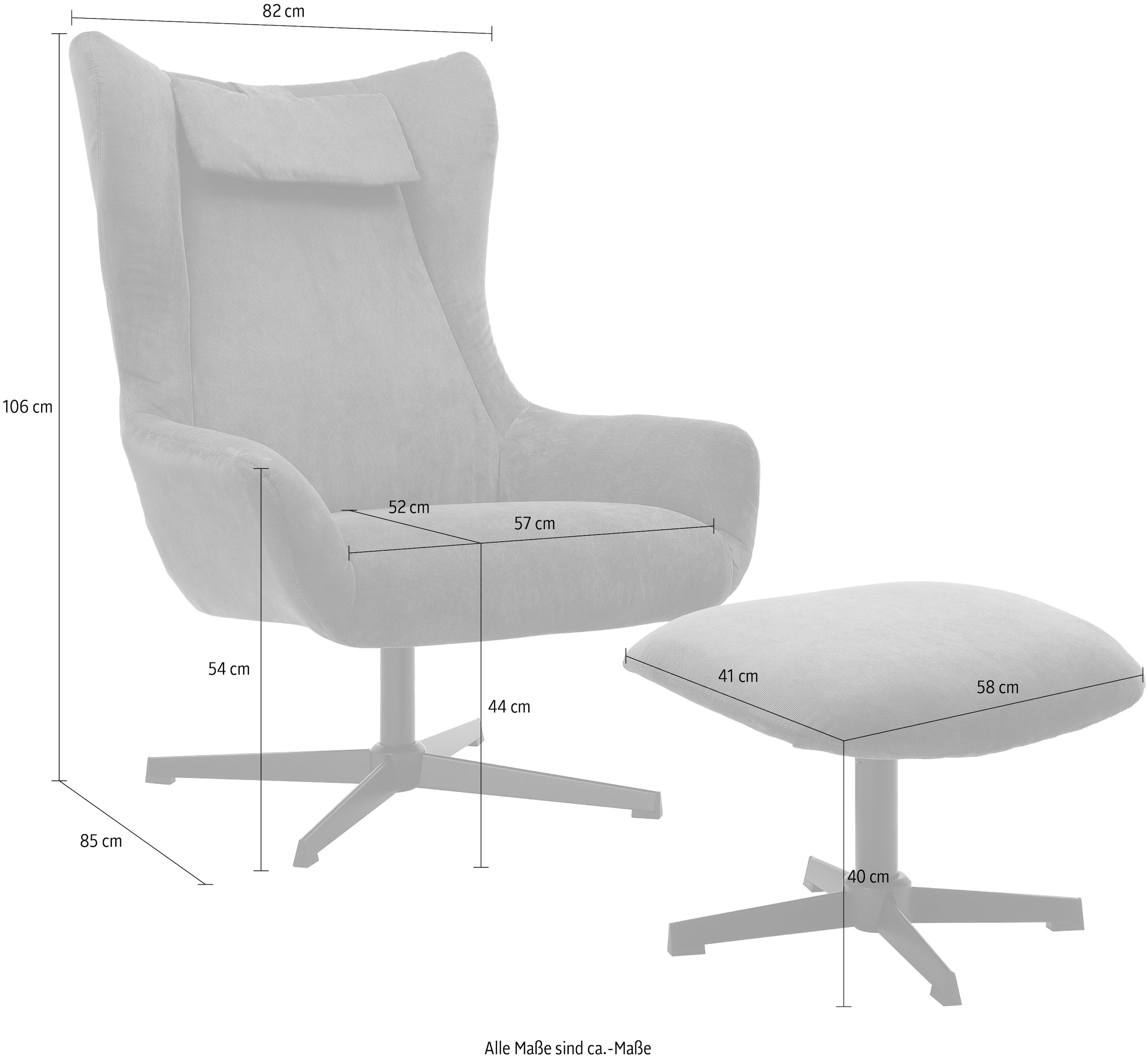 SalesFever Sessel »Savannah Bequemer Sessel« Set, 2 Stk. tlg. mit Drehfunktion