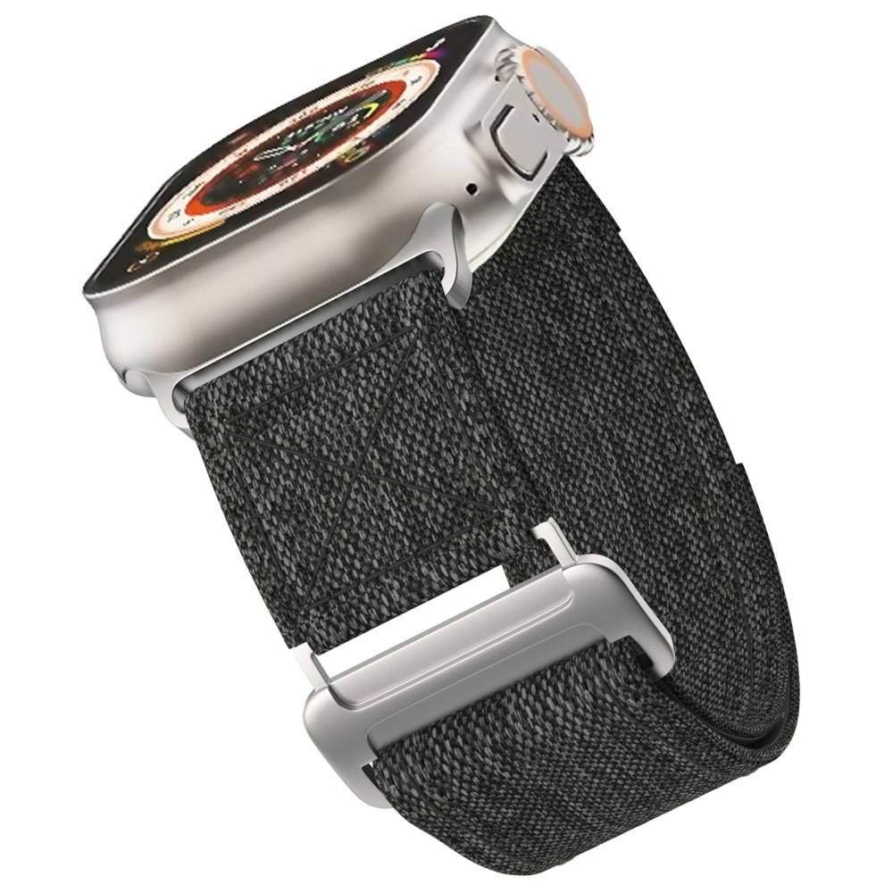 Apple Watch (49/46/45/44 mm) Nylon Armband mit Klettverschluss (Gelenkumfang: 130 - 210 mm) - Anthrazit / Orange