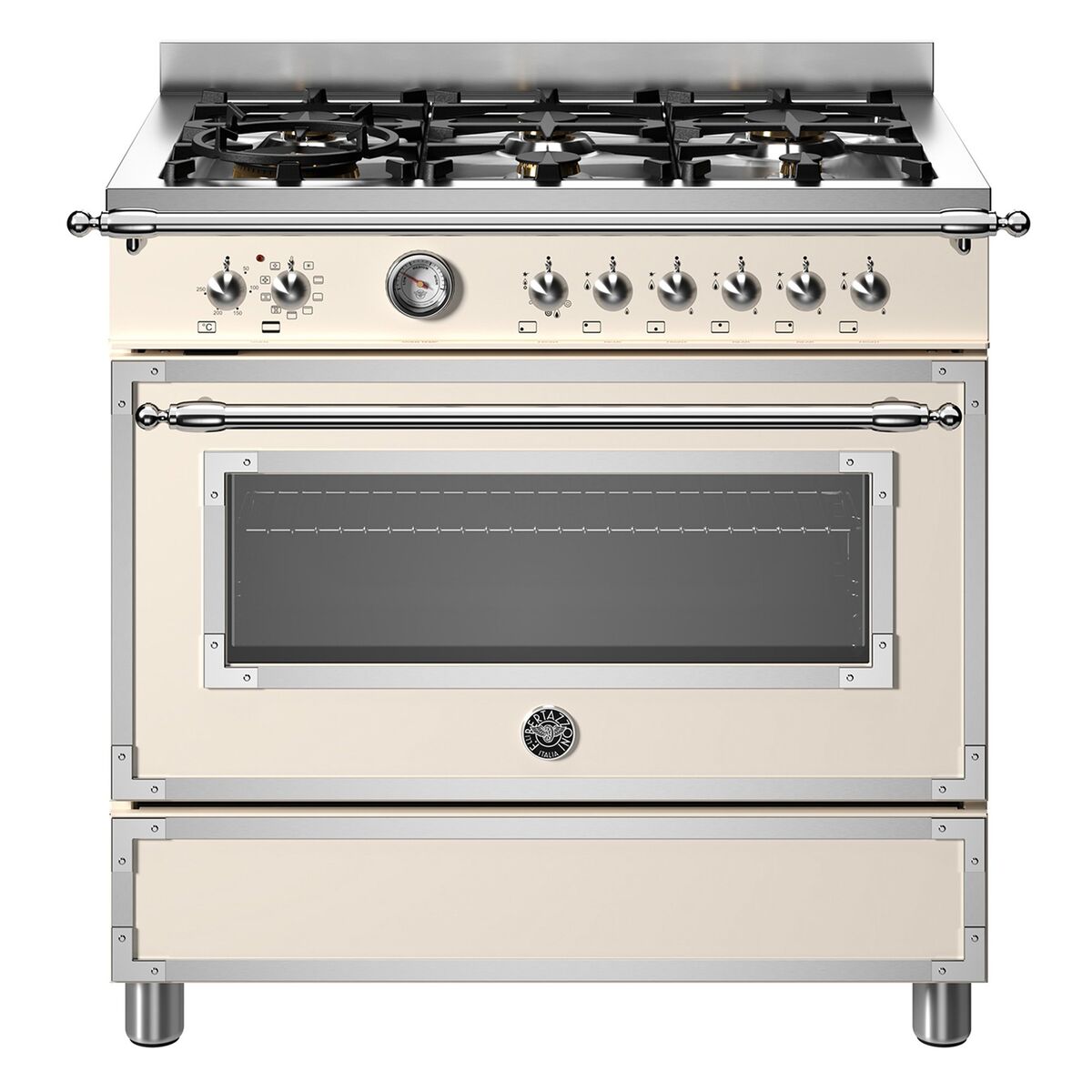 HER96L1EAVT Heritage Gasskomfyr med ovn 90 cm, Cremehvit