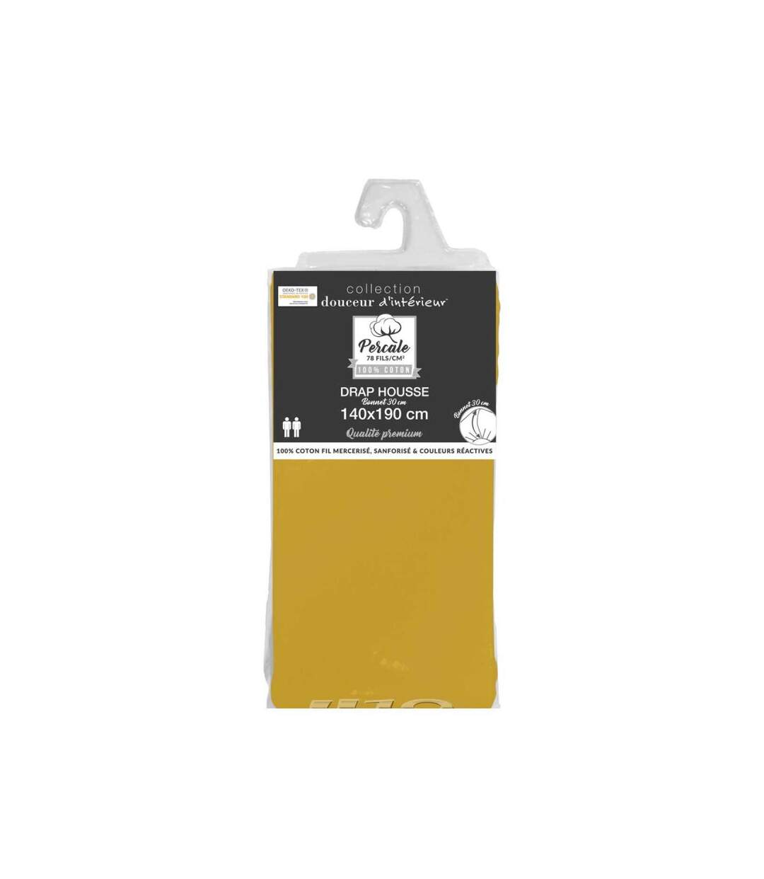 Drap Housse Percaline 140x190cm Ocre