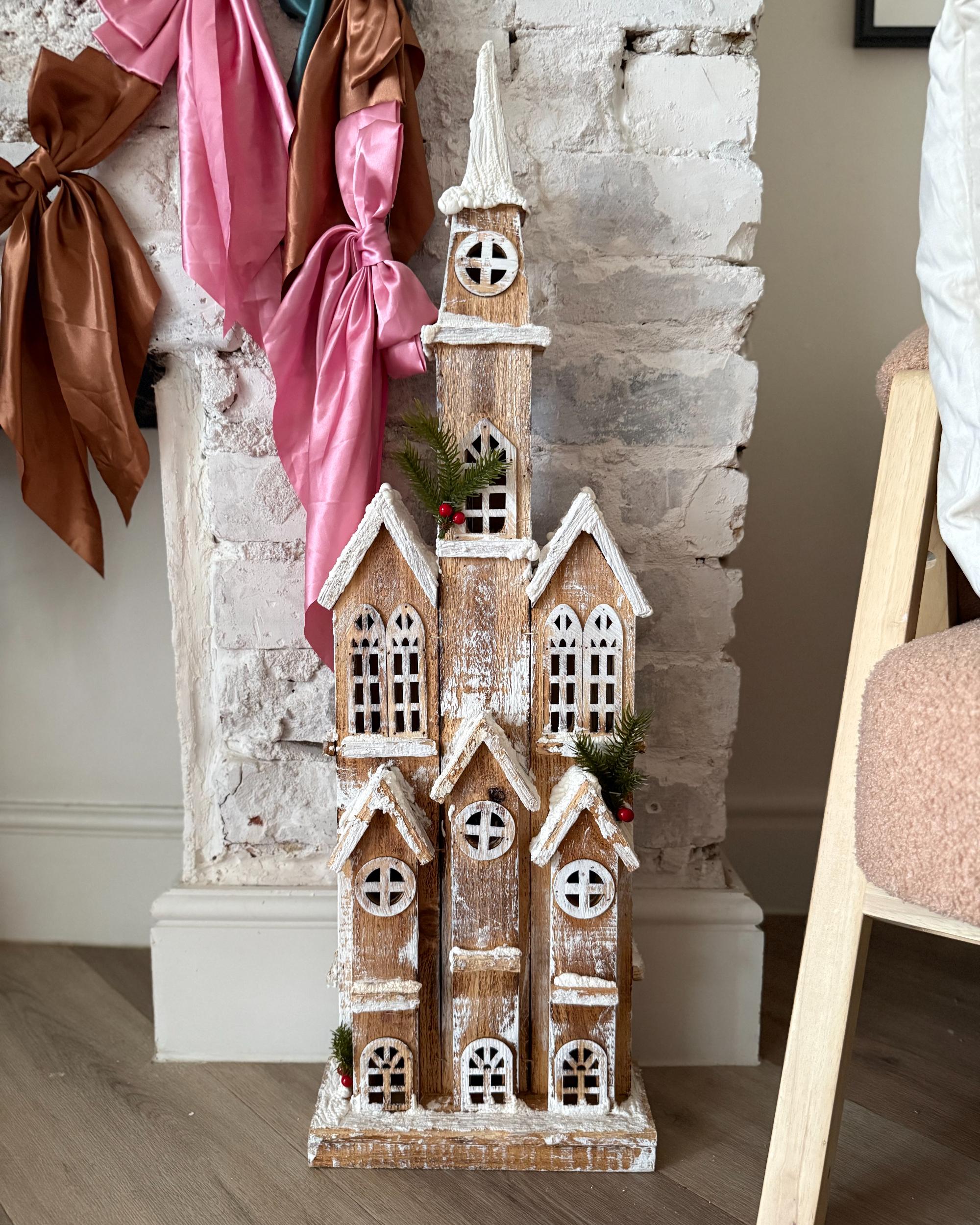 Kerstdecoratie LED NILAKA Huis 85 cm Lichtbruin