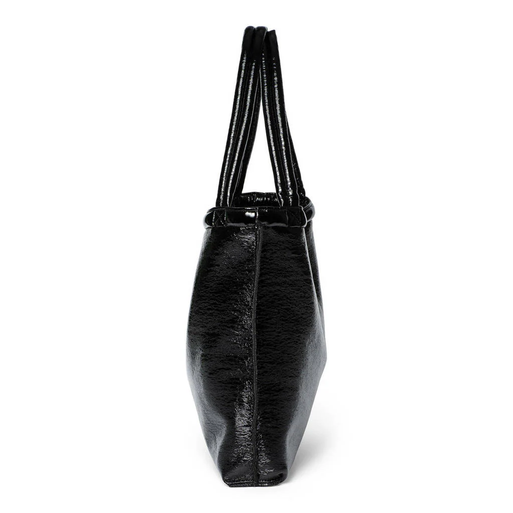 reversible luiertas Teddy Lacquer Mom Bag zwart/donkergrijs