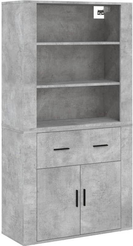 vidaXL - Hoge Kast - Bewerkte Hout - Betongrijs