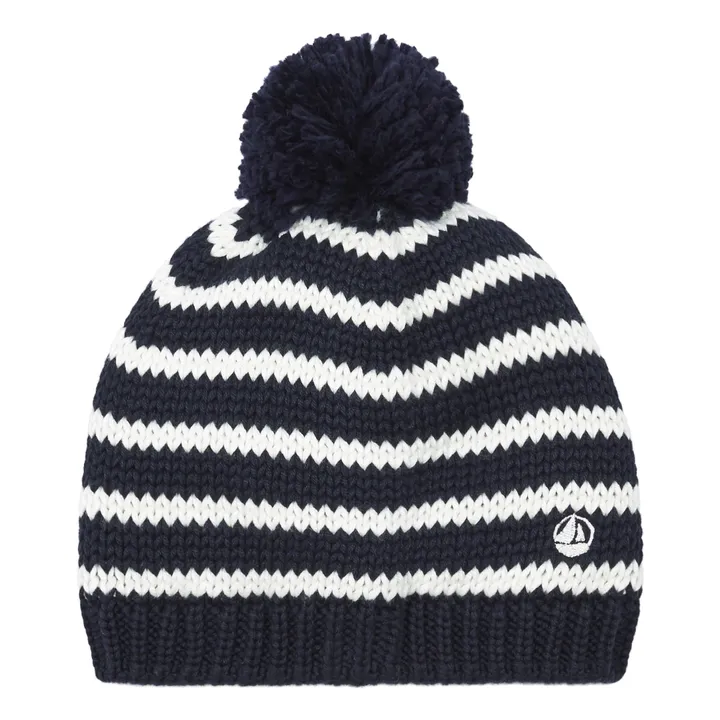 Petit Bateau Bonnet Marinière Doublé Polaire | Bleu