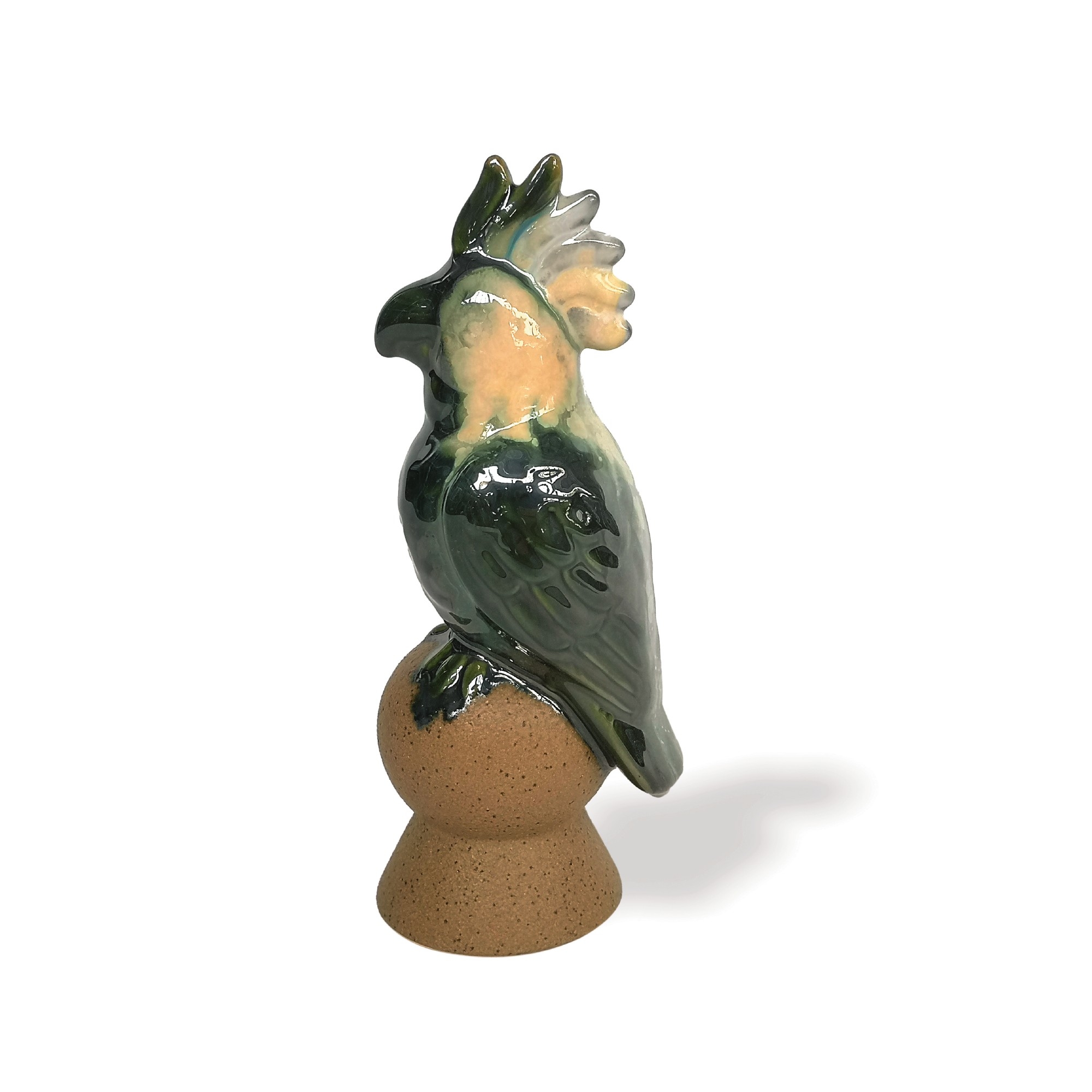 Keramikvogel auf Fuss, H 21 cm, B 7 cm, T 8,5 cm von fischer's lagerhaus