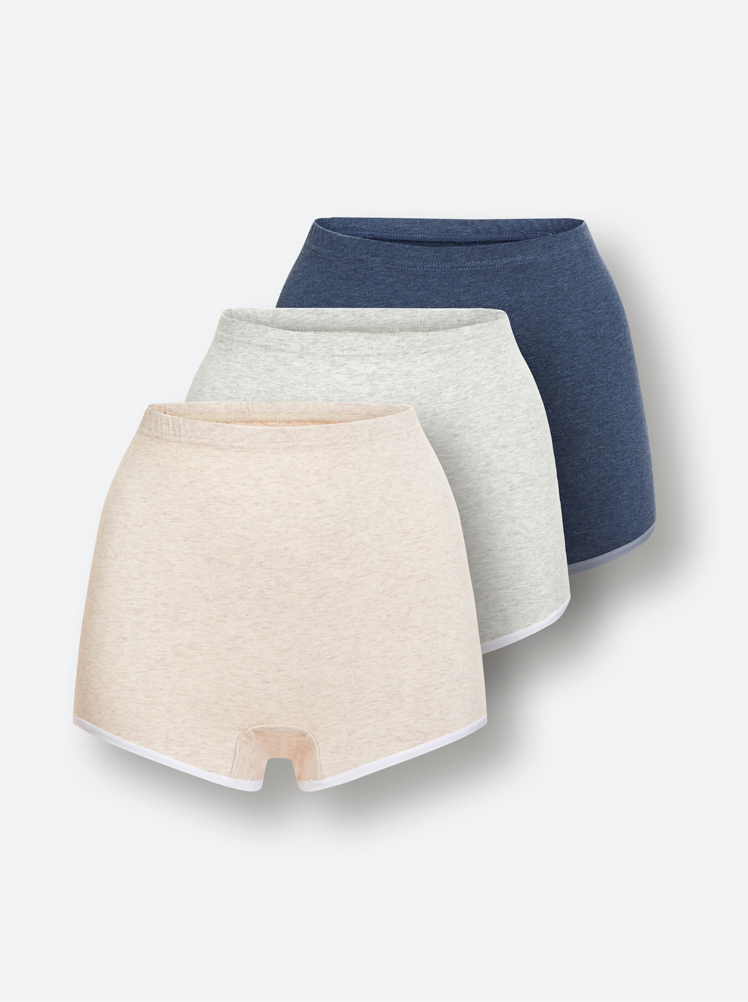 wäschepur Panty in bleu-meliert + hellgrau-meliert + elfenbein-meliert