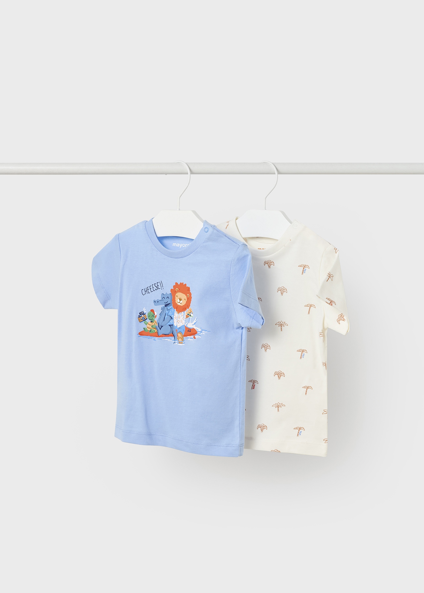 Conjunto de 2 camisetas infantis de manga curta em algodão sustentável