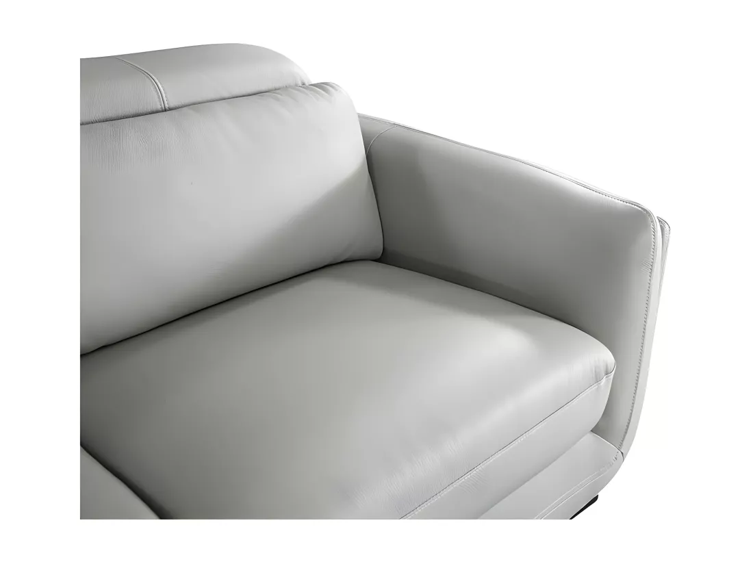 Canapé d'angle en cuir KENZO Gris - Angle Gauche