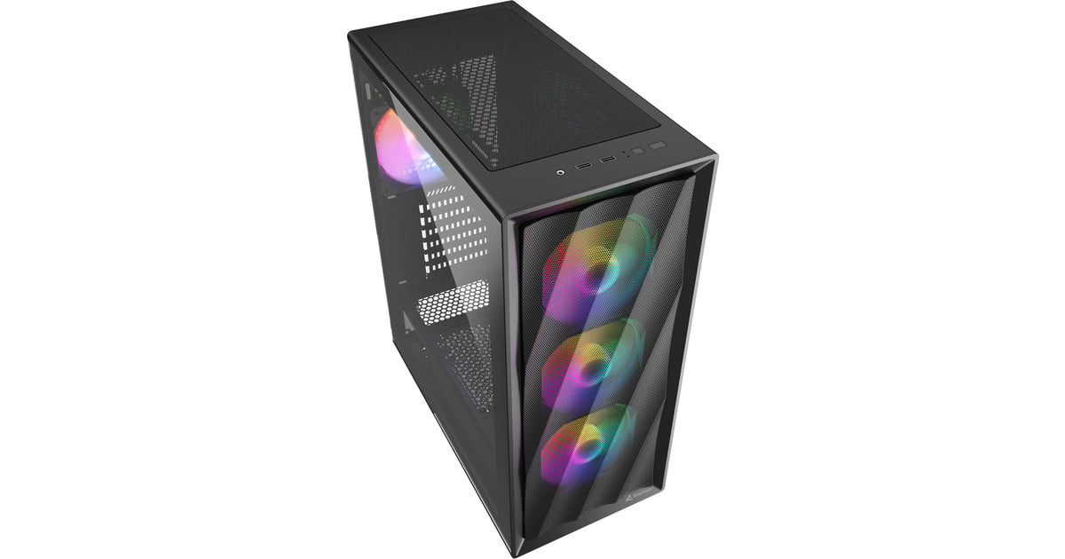 SharkoonVK4 Rainbow midi tower behuizing  (Zwart | 2x USB-A | RGB | Tempered Glass)