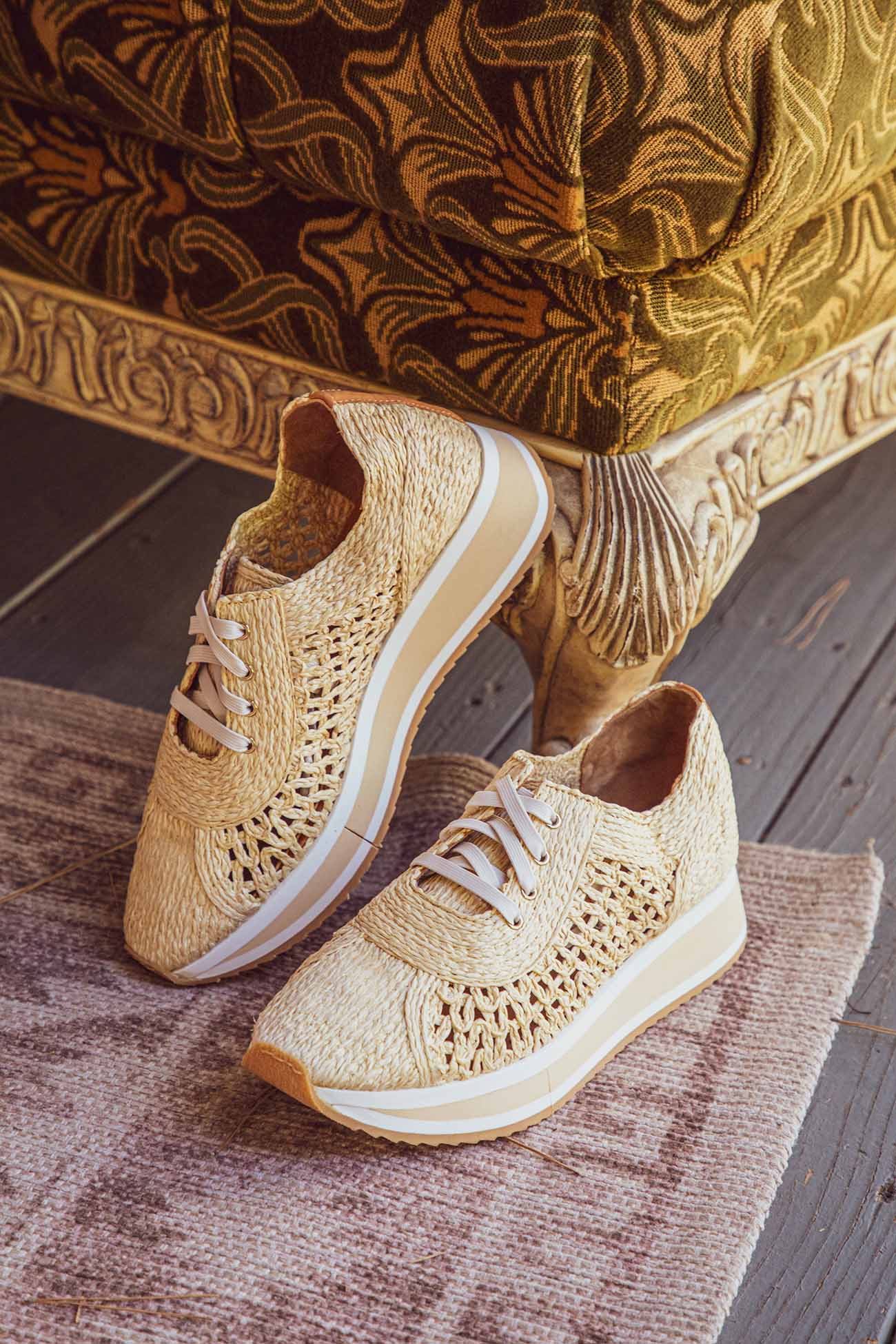 SNEAKERS - OZAN sneakers, braided fibers beige