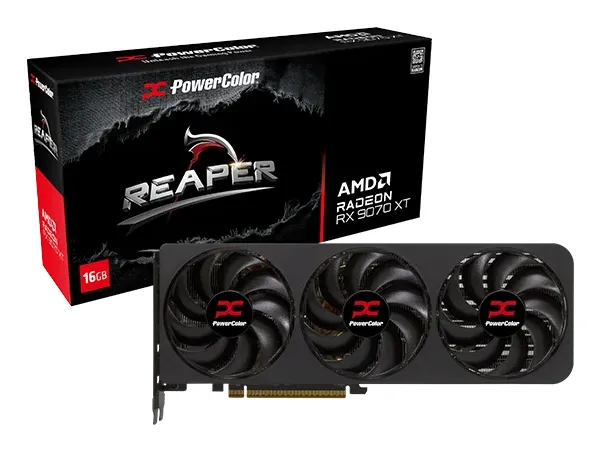 PowerColor Reaper Radeon RX 9070 XT - Grafikkort - Radeon RX 9070 XT - 16 GB GDDR6 - PCIe 5.0 x16 - HDMI, 3 x DisplayPort