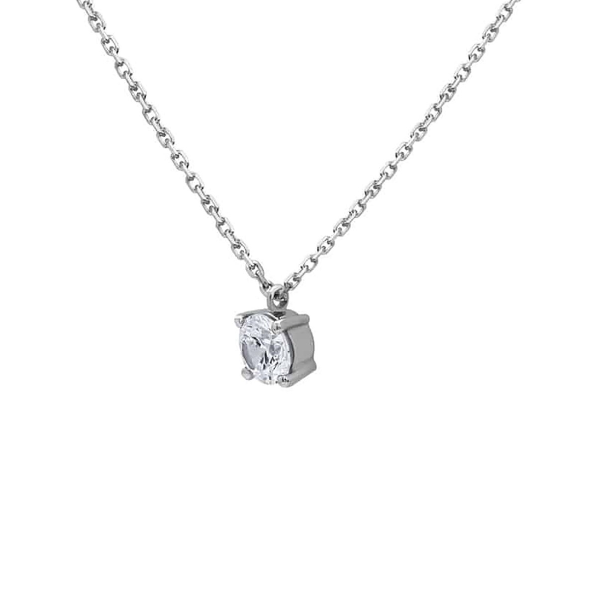 Collier Brillaxis solitaire oxyde or blanc 5 mm