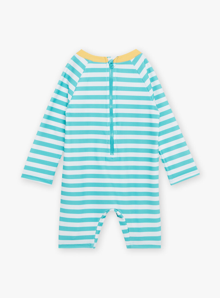 Combinaison de bain turquoise et blanc à imprimé à rayures