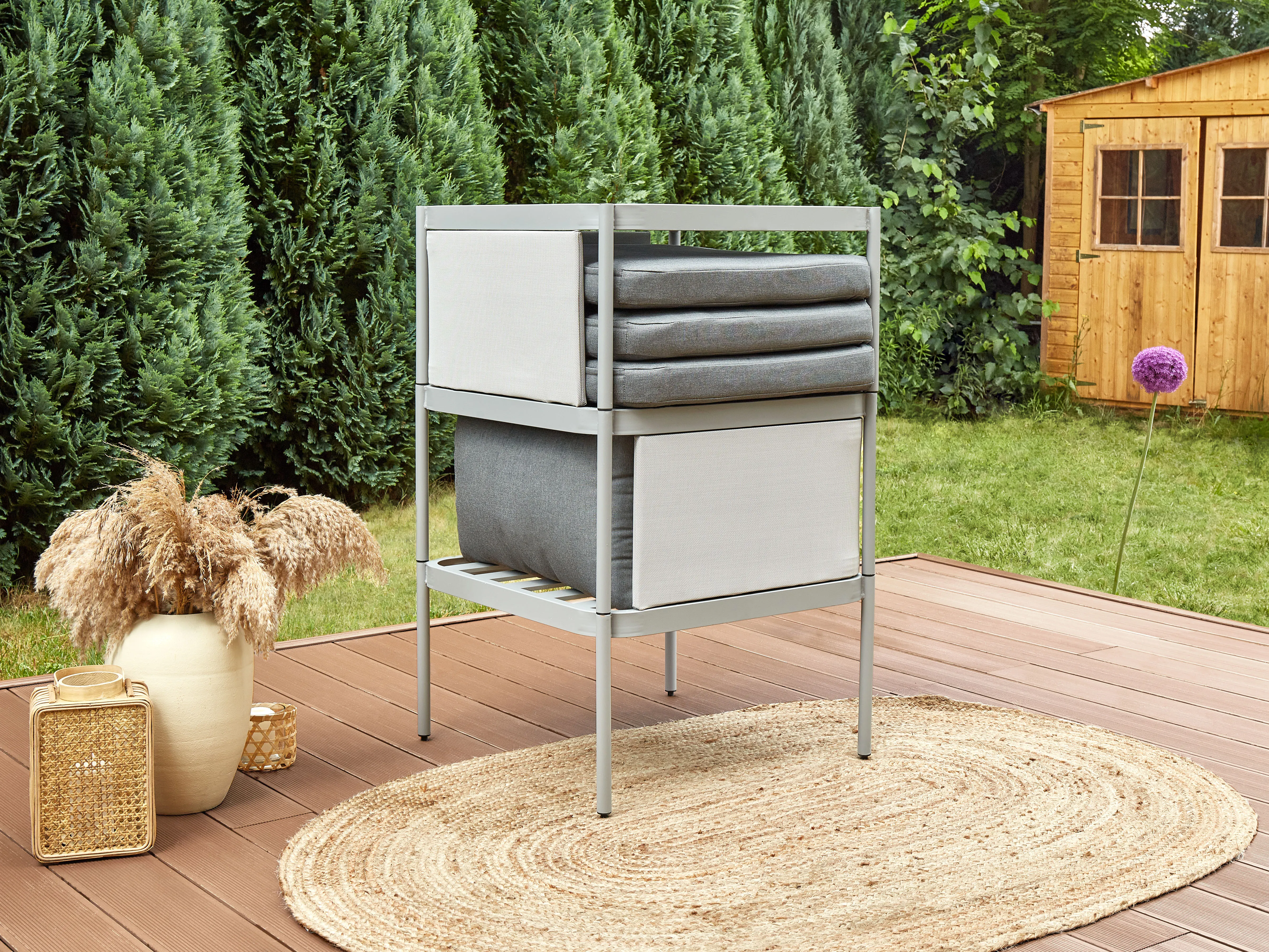 Loungeset met tafel 2-zits TERRACINA Metaal Lichtgrijs