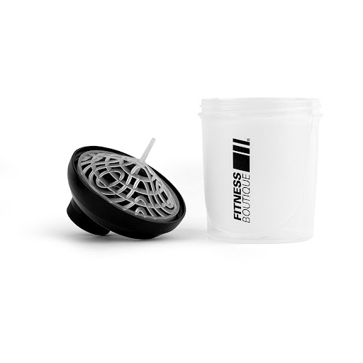 FITNESSBOUTIQUE Shaker FitnessBoutique Translucide Couvercle Noir 300 ml