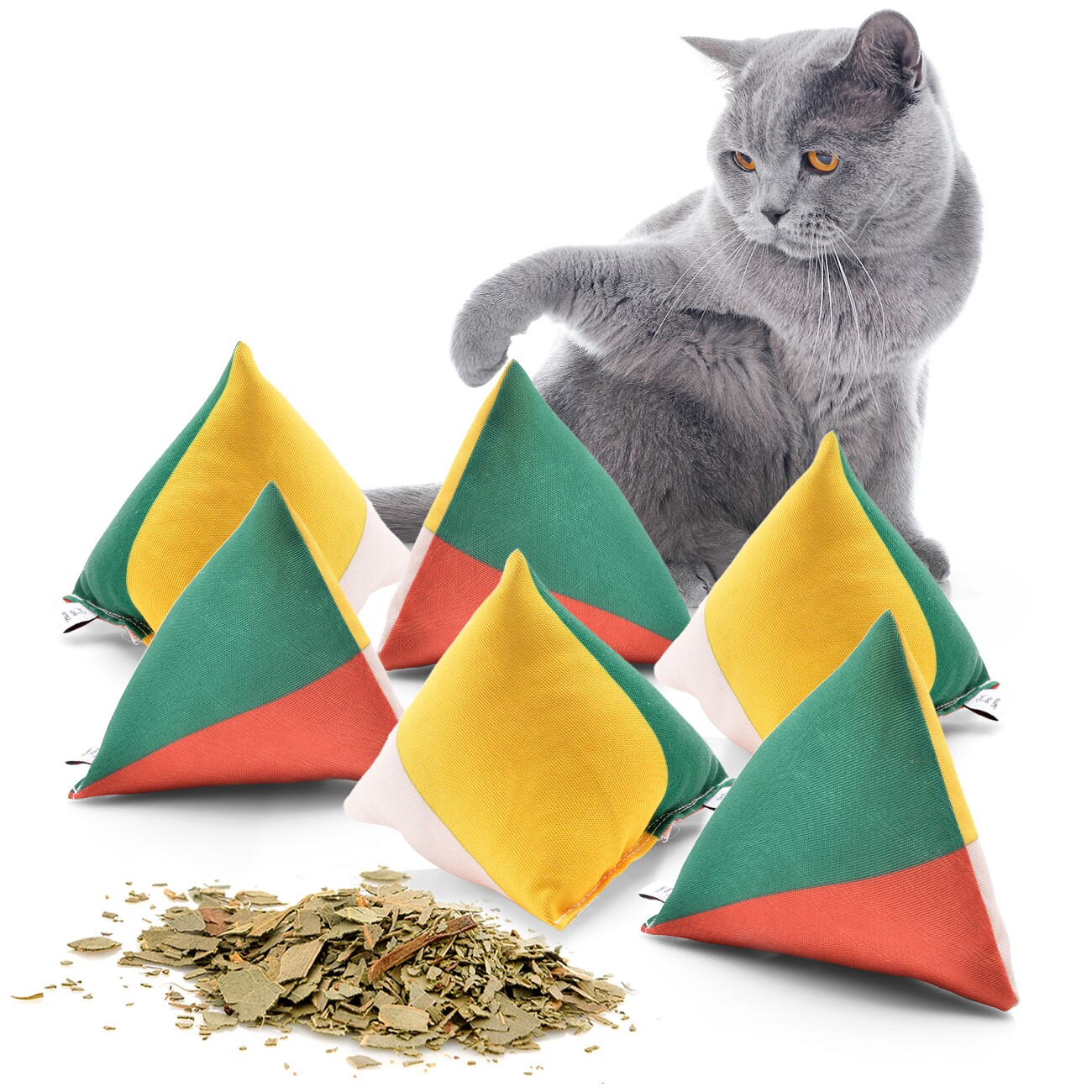 Canadian Cat Company Catnipspielzeug 6x Schmusepyramide Reggae 4-Color