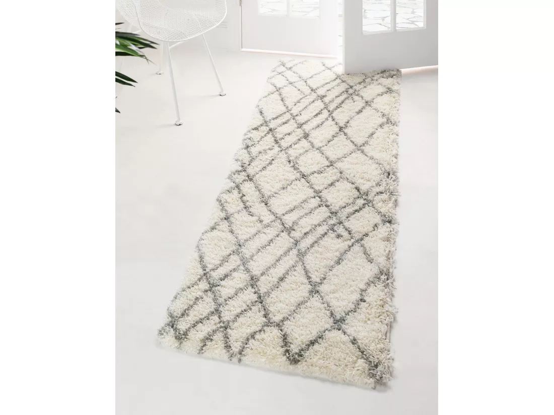 Tapis shaggy 120x62 blanc crème Lachen Fence