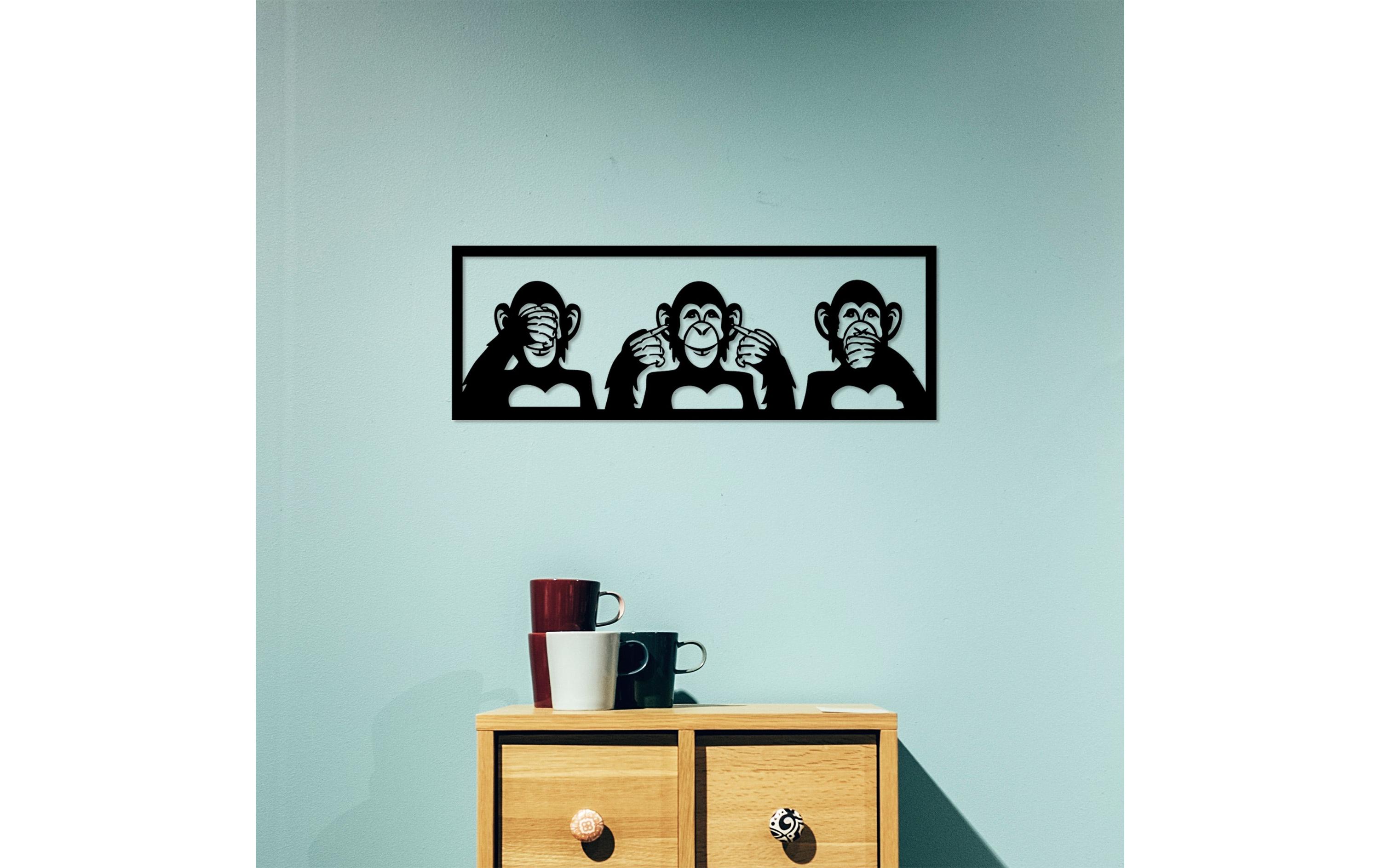 Wanddekoration Monkeys 70 x 25 cmMetall-Wand-Accessoire