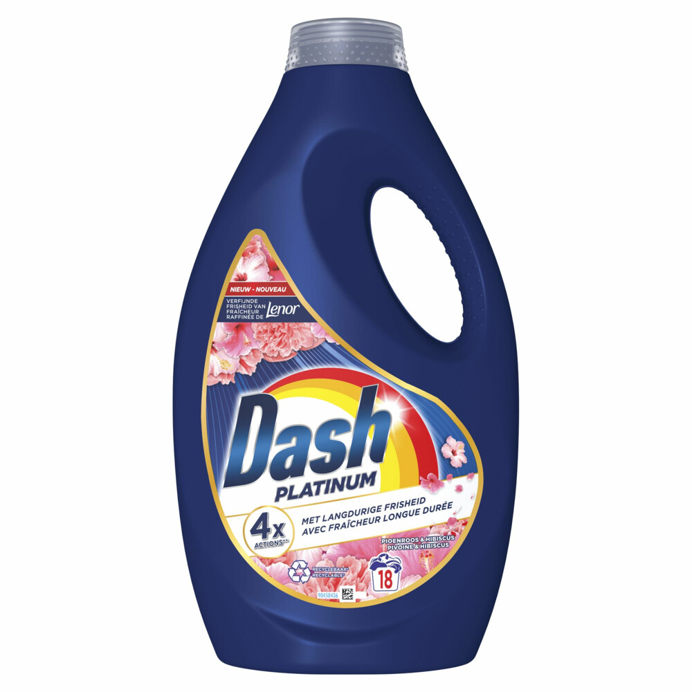 Dash Vloeibaar Wasmiddel Platinum Pioenroos en Hibiscus 18 Wasbeurten810 ml