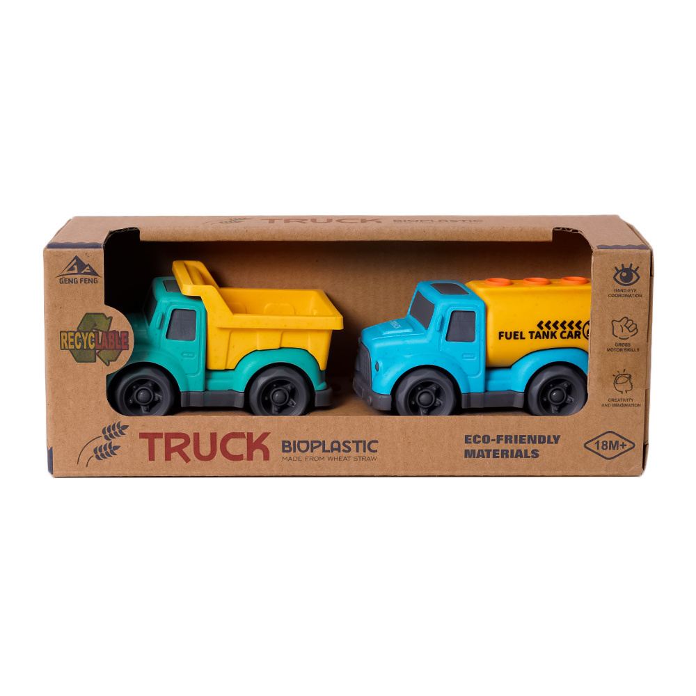 Speelgoedtopdeals BIOplastic Truckset Klein 3 (10,5 cm) – Duurzame Minivoertuigen voor Grote Avonturen